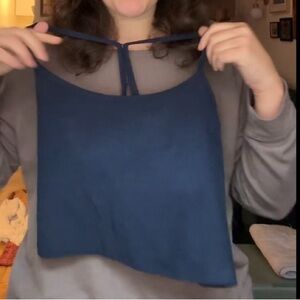 Navy Blue Slim Racerback Cropped Tank